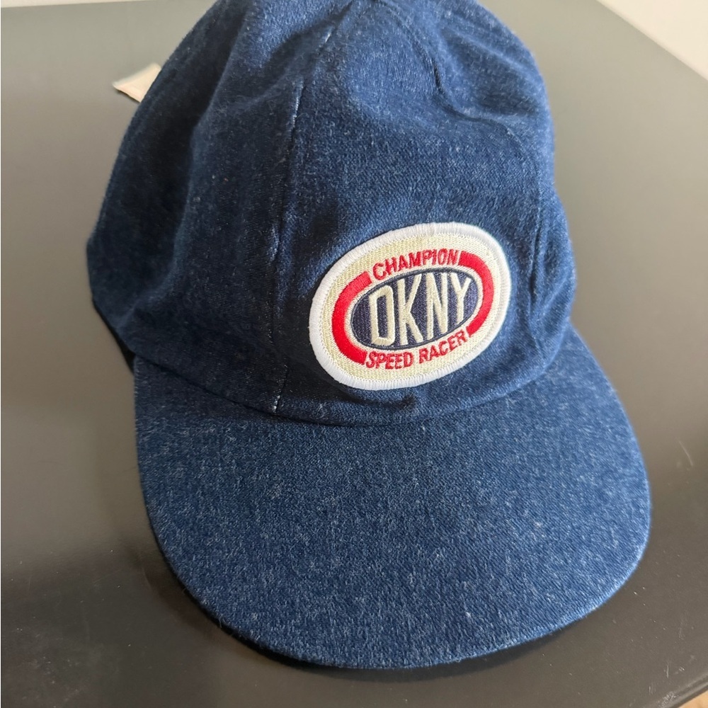 NWT 90’s Vintage Indigo Blue DKNY Champion Speed Racer Hat